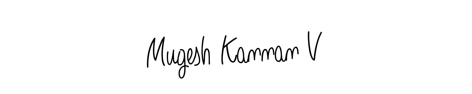 Make a beautiful signature design for name Mugesh Kannan V. With this signature (Angelique-Rose-font-FFP) style, you can create a handwritten signature for free. Mugesh Kannan V signature style 5 images and pictures png
