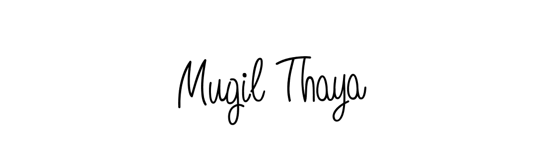 Make a beautiful signature design for name Mugil Thaya. With this signature (Angelique-Rose-font-FFP) style, you can create a handwritten signature for free. Mugil Thaya signature style 5 images and pictures png