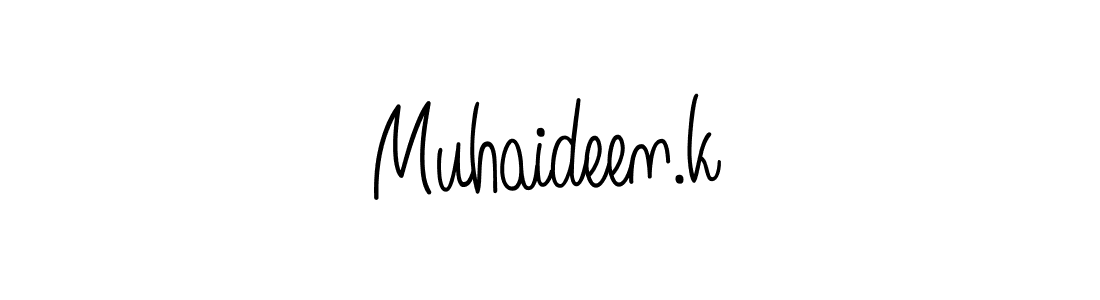 Make a beautiful signature design for name Muhaideen.k. With this signature (Angelique-Rose-font-FFP) style, you can create a handwritten signature for free. Muhaideen.k signature style 5 images and pictures png