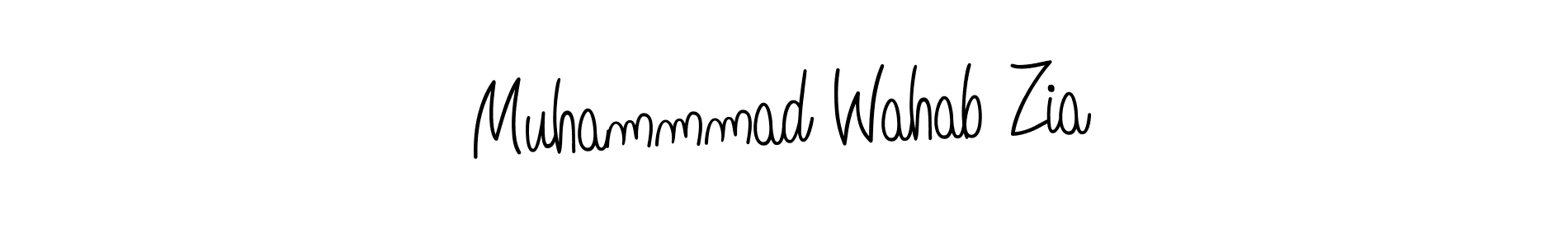 You should practise on your own different ways (Angelique-Rose-font-FFP) to write your name (Muhammmad Wahab Zia) in signature. don't let someone else do it for you. Muhammmad Wahab Zia signature style 5 images and pictures png