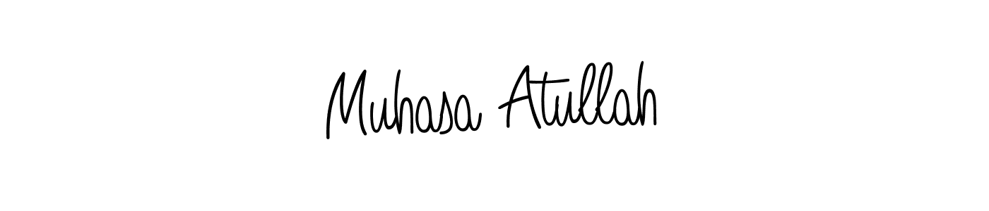You should practise on your own different ways (Angelique-Rose-font-FFP) to write your name (Muhasa Atullah) in signature. don't let someone else do it for you. Muhasa Atullah signature style 5 images and pictures png