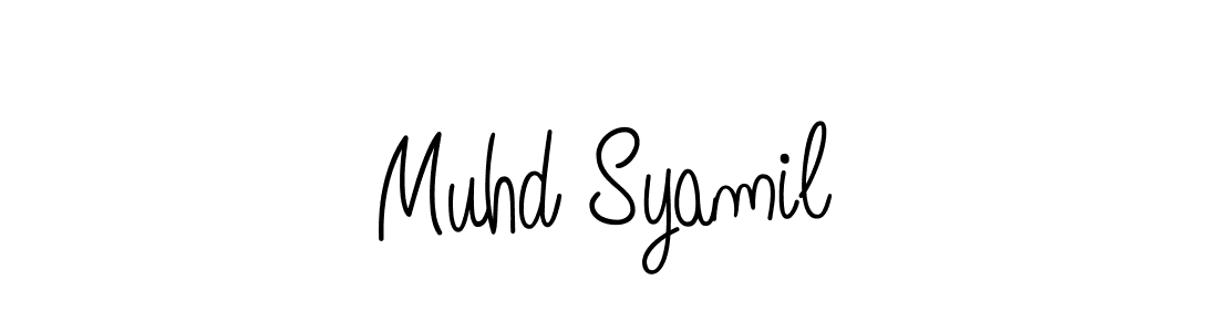 The best way (Angelique-Rose-font-FFP) to make a short signature is to pick only two or three words in your name. The name Muhd Syamil include a total of six letters. For converting this name. Muhd Syamil signature style 5 images and pictures png