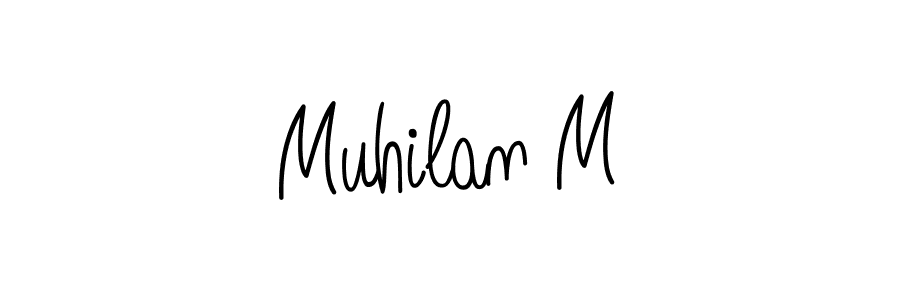 How to make Muhilan M name signature. Use Angelique-Rose-font-FFP style for creating short signs online. This is the latest handwritten sign. Muhilan M signature style 5 images and pictures png