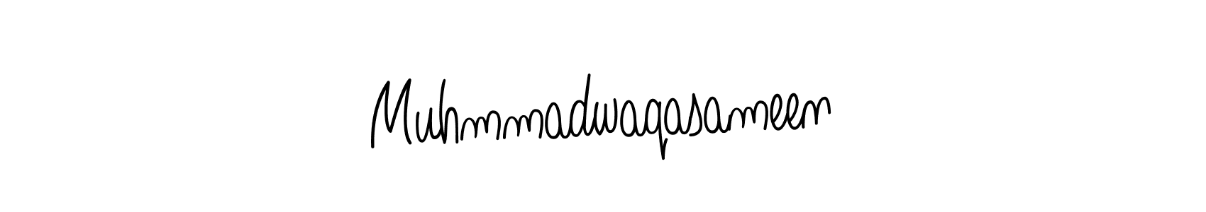 How to make Muhmmadwaqasameen name signature. Use Angelique-Rose-font-FFP style for creating short signs online. This is the latest handwritten sign. Muhmmadwaqasameen signature style 5 images and pictures png
