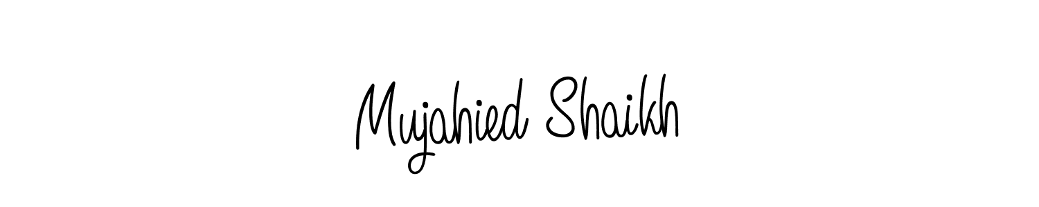 The best way (Angelique-Rose-font-FFP) to make a short signature is to pick only two or three words in your name. The name Mujahied Shaikh include a total of six letters. For converting this name. Mujahied Shaikh signature style 5 images and pictures png