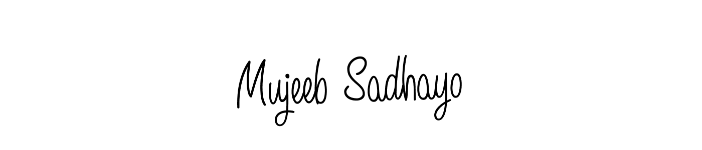 You should practise on your own different ways (Angelique-Rose-font-FFP) to write your name (Mujeeb Sadhayo) in signature. don't let someone else do it for you. Mujeeb Sadhayo signature style 5 images and pictures png