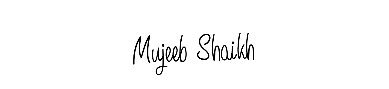 You should practise on your own different ways (Angelique-Rose-font-FFP) to write your name (Mujeeb Shaikh) in signature. don't let someone else do it for you. Mujeeb Shaikh signature style 5 images and pictures png