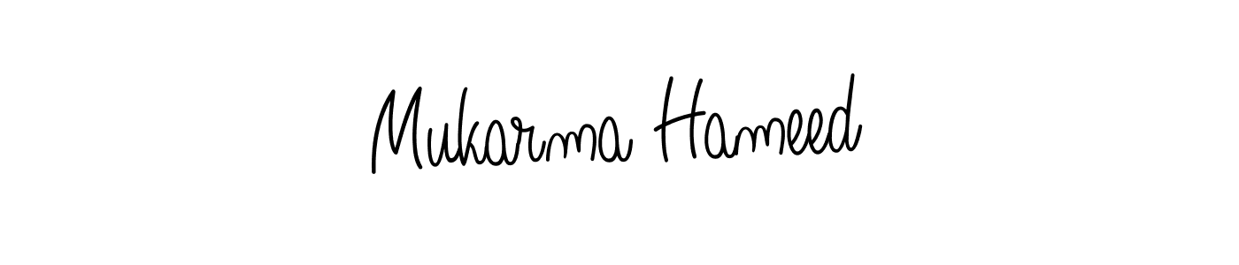 Use a signature maker to create a handwritten signature online. With this signature software, you can design (Angelique-Rose-font-FFP) your own signature for name Mukarma Hameed. Mukarma Hameed signature style 5 images and pictures png