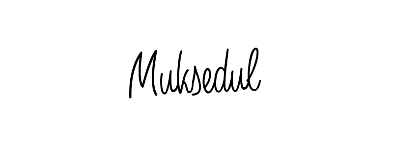 Use a signature maker to create a handwritten signature online. With this signature software, you can design (Angelique-Rose-font-FFP) your own signature for name Muksedul. Muksedul signature style 5 images and pictures png