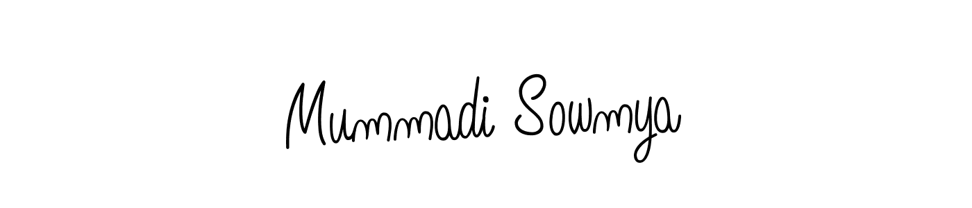 Create a beautiful signature design for name Mummadi Sowmya. With this signature (Angelique-Rose-font-FFP) fonts, you can make a handwritten signature for free. Mummadi Sowmya signature style 5 images and pictures png