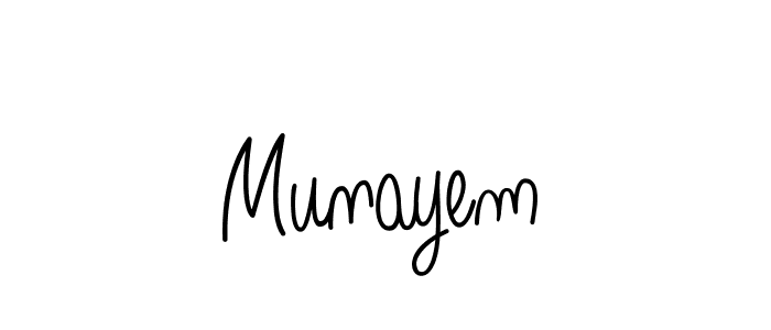 Use a signature maker to create a handwritten signature online. With this signature software, you can design (Angelique-Rose-font-FFP) your own signature for name Munayem. Munayem signature style 5 images and pictures png