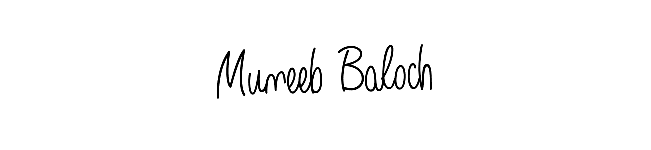 You should practise on your own different ways (Angelique-Rose-font-FFP) to write your name (Muneeb Baloch) in signature. don't let someone else do it for you. Muneeb Baloch signature style 5 images and pictures png