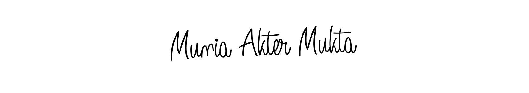 How to make Munia Akter Mukta name signature. Use Angelique-Rose-font-FFP style for creating short signs online. This is the latest handwritten sign. Munia Akter Mukta signature style 5 images and pictures png