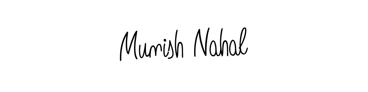 The best way (Angelique-Rose-font-FFP) to make a short signature is to pick only two or three words in your name. The name Munish Nahal include a total of six letters. For converting this name. Munish Nahal signature style 5 images and pictures png