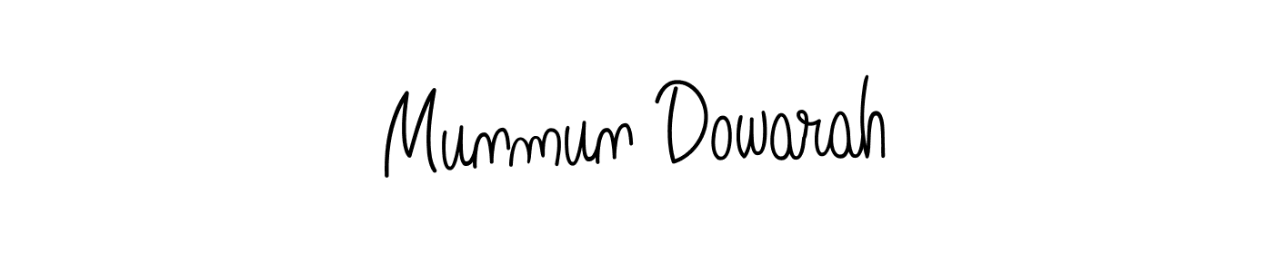 How to make Munmun Dowarah name signature. Use Angelique-Rose-font-FFP style for creating short signs online. This is the latest handwritten sign. Munmun Dowarah signature style 5 images and pictures png