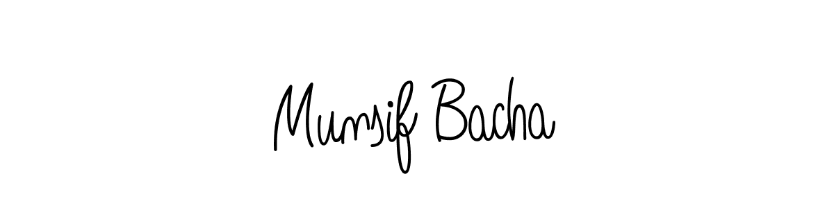 How to make Munsif Bacha name signature. Use Angelique-Rose-font-FFP style for creating short signs online. This is the latest handwritten sign. Munsif Bacha signature style 5 images and pictures png