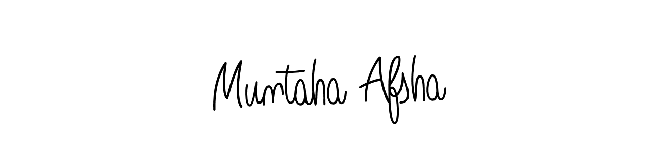 The best way (Angelique-Rose-font-FFP) to make a short signature is to pick only two or three words in your name. The name Muntaha Afsha include a total of six letters. For converting this name. Muntaha Afsha signature style 5 images and pictures png