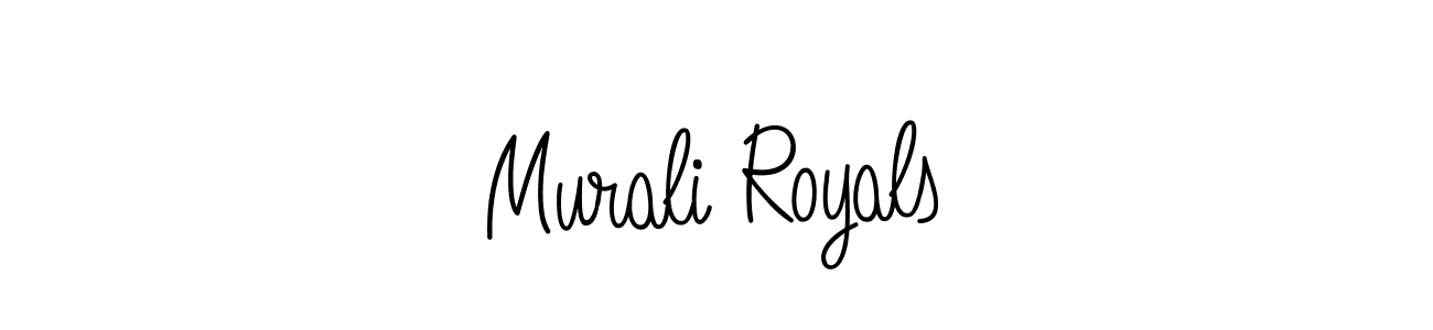 You should practise on your own different ways (Angelique-Rose-font-FFP) to write your name (Murali Royals) in signature. don't let someone else do it for you. Murali Royals signature style 5 images and pictures png