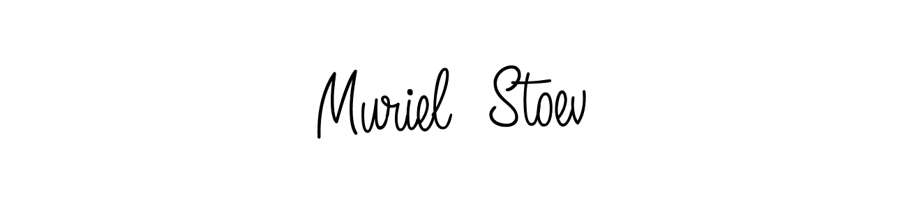 This is the best signature style for the Muriel  Stoev name. Also you like these signature font (Angelique-Rose-font-FFP). Mix name signature. Muriel  Stoev signature style 5 images and pictures png