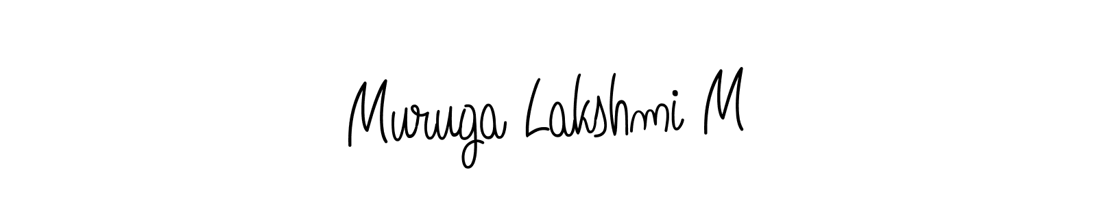 You should practise on your own different ways (Angelique-Rose-font-FFP) to write your name (Muruga Lakshmi M) in signature. don't let someone else do it for you. Muruga Lakshmi M signature style 5 images and pictures png