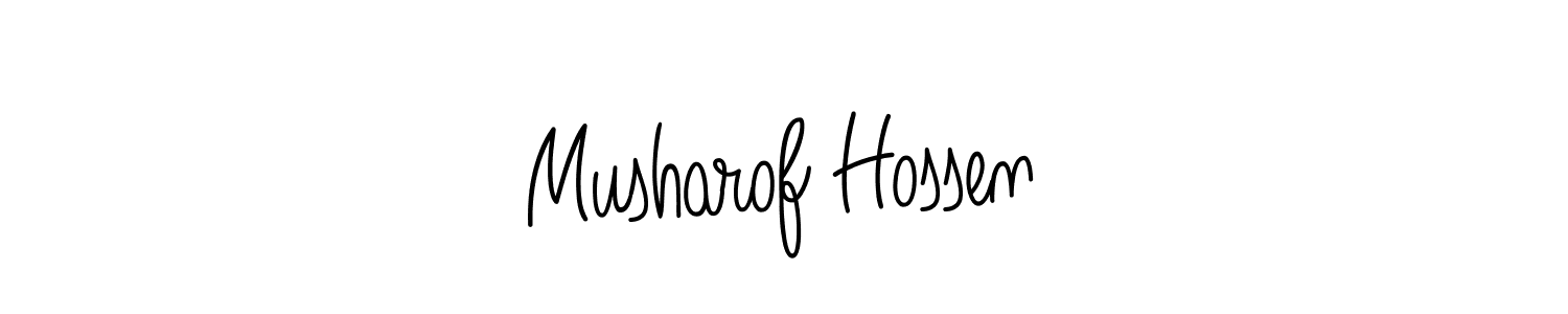 How to make Musharof Hossen name signature. Use Angelique-Rose-font-FFP style for creating short signs online. This is the latest handwritten sign. Musharof Hossen signature style 5 images and pictures png