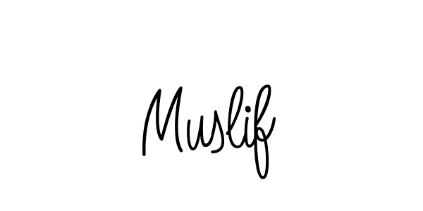 Muslif stylish signature style. Best Handwritten Sign (Angelique-Rose-font-FFP) for my name. Handwritten Signature Collection Ideas for my name Muslif. Muslif signature style 5 images and pictures png