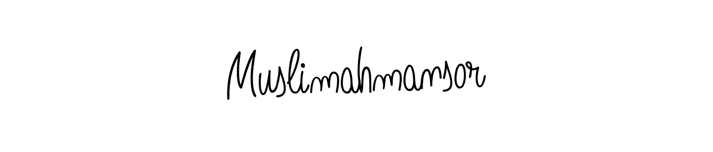 Use a signature maker to create a handwritten signature online. With this signature software, you can design (Angelique-Rose-font-FFP) your own signature for name Muslimahmansor. Muslimahmansor signature style 5 images and pictures png