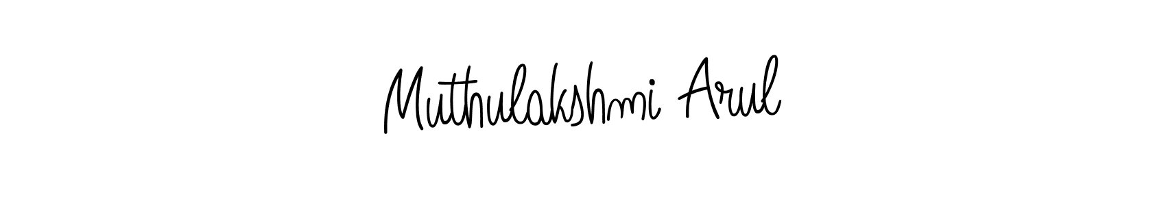 Create a beautiful signature design for name Muthulakshmi Arul. With this signature (Angelique-Rose-font-FFP) fonts, you can make a handwritten signature for free. Muthulakshmi Arul signature style 5 images and pictures png