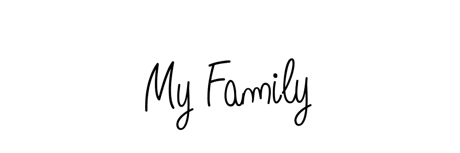 The best way (Angelique-Rose-font-FFP) to make a short signature is to pick only two or three words in your name. The name My Family include a total of six letters. For converting this name. My Family signature style 5 images and pictures png