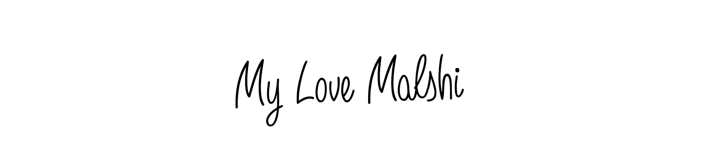 Use a signature maker to create a handwritten signature online. With this signature software, you can design (Angelique-Rose-font-FFP) your own signature for name My Love Malshi. My Love Malshi signature style 5 images and pictures png