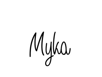 Make a beautiful signature design for name Myka. With this signature (Angelique-Rose-font-FFP) style, you can create a handwritten signature for free. Myka signature style 5 images and pictures png