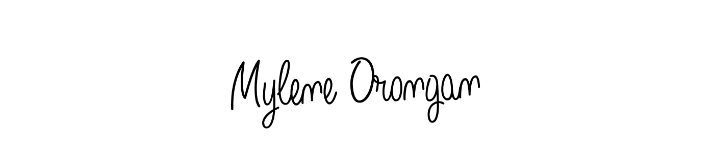 Mylene Orongan stylish signature style. Best Handwritten Sign (Angelique-Rose-font-FFP) for my name. Handwritten Signature Collection Ideas for my name Mylene Orongan. Mylene Orongan signature style 5 images and pictures png