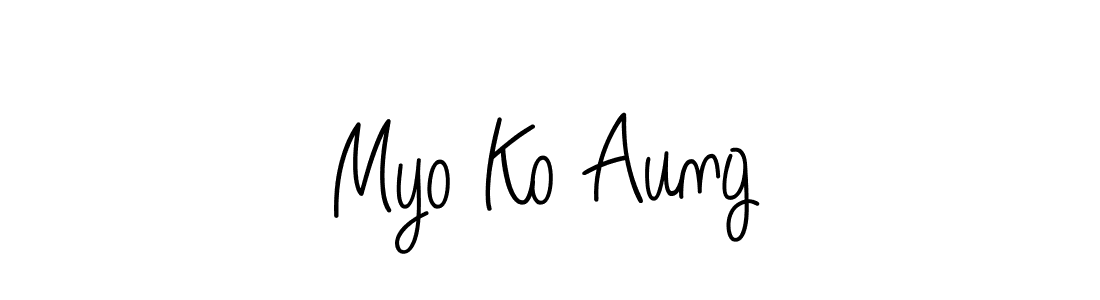 The best way (Angelique-Rose-font-FFP) to make a short signature is to pick only two or three words in your name. The name Myo Ko Aung include a total of six letters. For converting this name. Myo Ko Aung signature style 5 images and pictures png