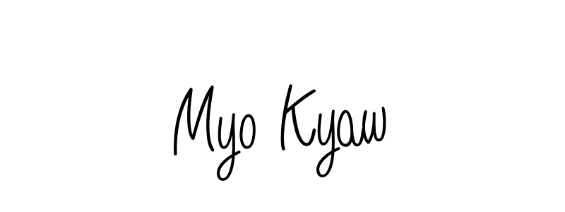 Use a signature maker to create a handwritten signature online. With this signature software, you can design (Angelique-Rose-font-FFP) your own signature for name Myo Kyaw. Myo Kyaw signature style 5 images and pictures png