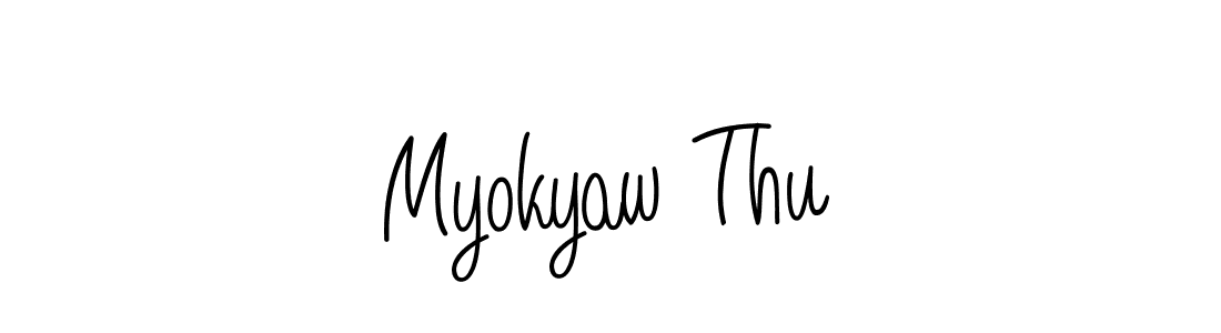 The best way (Angelique-Rose-font-FFP) to make a short signature is to pick only two or three words in your name. The name Myokyaw Thu include a total of six letters. For converting this name. Myokyaw Thu signature style 5 images and pictures png
