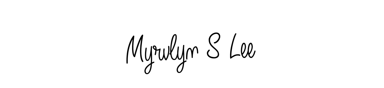 You should practise on your own different ways (Angelique-Rose-font-FFP) to write your name (Myrvlyn S Lee) in signature. don't let someone else do it for you. Myrvlyn S Lee signature style 5 images and pictures png