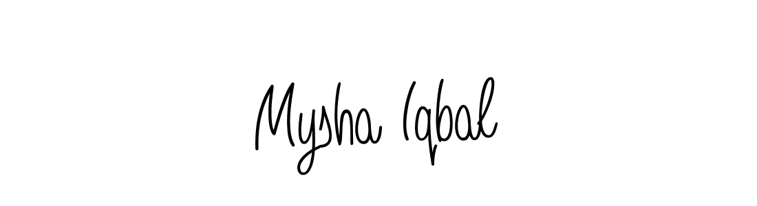 Use a signature maker to create a handwritten signature online. With this signature software, you can design (Angelique-Rose-font-FFP) your own signature for name Mysha Iqbal. Mysha Iqbal signature style 5 images and pictures png