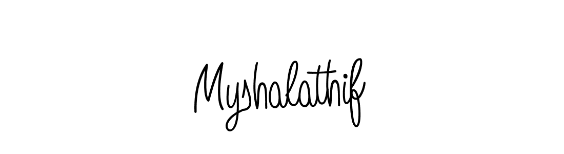 Design your own signature with our free online signature maker. With this signature software, you can create a handwritten (Angelique-Rose-font-FFP) signature for name Myshalathif. Myshalathif signature style 5 images and pictures png