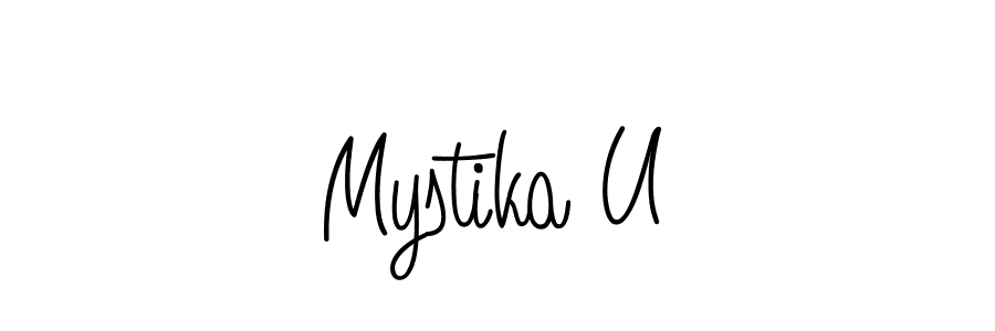 The best way (Angelique-Rose-font-FFP) to make a short signature is to pick only two or three words in your name. The name Mystika U include a total of six letters. For converting this name. Mystika U signature style 5 images and pictures png