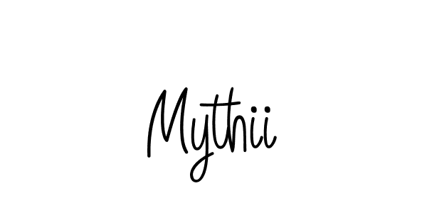 Design your own signature with our free online signature maker. With this signature software, you can create a handwritten (Angelique-Rose-font-FFP) signature for name Mythii. Mythii signature style 5 images and pictures png