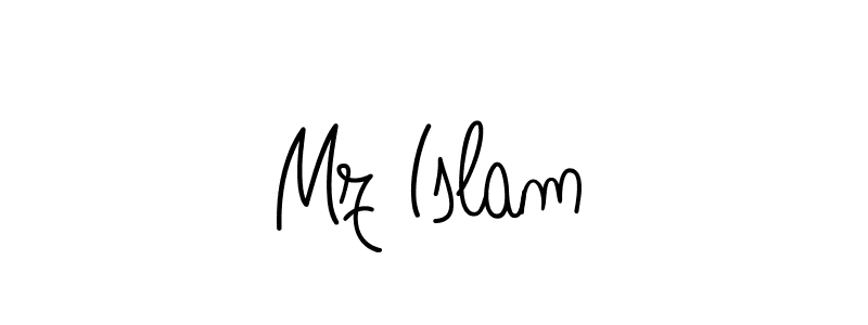 Make a beautiful signature design for name Mz Islam. With this signature (Angelique-Rose-font-FFP) style, you can create a handwritten signature for free. Mz Islam signature style 5 images and pictures png