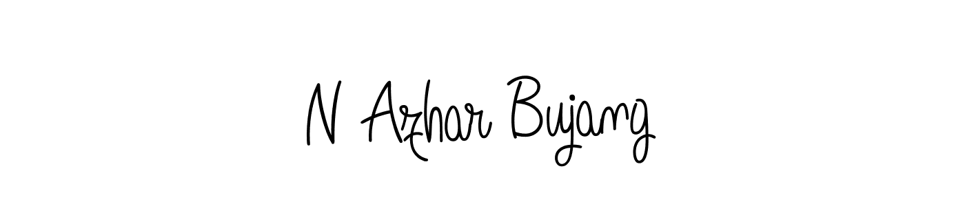 How to make N Azhar Bujang name signature. Use Angelique-Rose-font-FFP style for creating short signs online. This is the latest handwritten sign. N Azhar Bujang signature style 5 images and pictures png