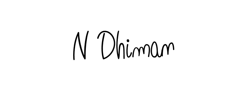 Design your own signature with our free online signature maker. With this signature software, you can create a handwritten (Angelique-Rose-font-FFP) signature for name N Dhiman. N Dhiman signature style 5 images and pictures png
