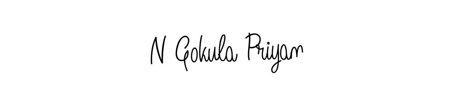 You should practise on your own different ways (Angelique-Rose-font-FFP) to write your name (N Gokula Priyan) in signature. don't let someone else do it for you. N Gokula Priyan signature style 5 images and pictures png