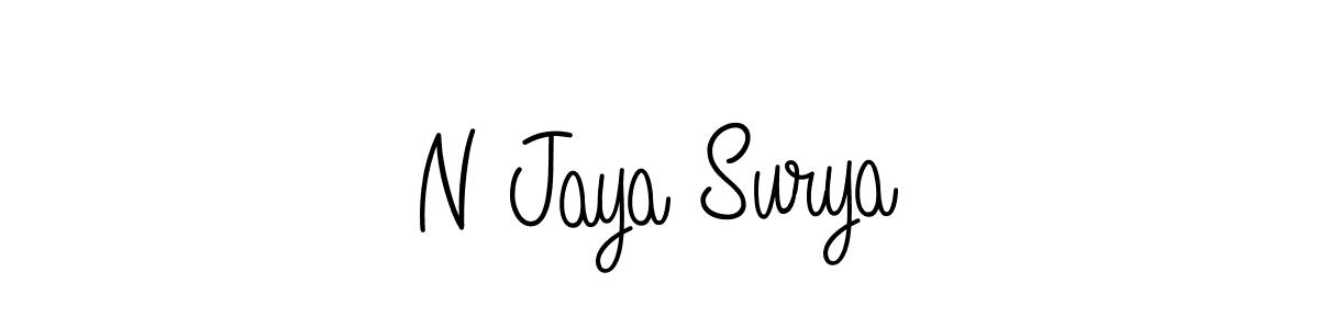 The best way (Angelique-Rose-font-FFP) to make a short signature is to pick only two or three words in your name. The name N Jaya Surya include a total of six letters. For converting this name. N Jaya Surya signature style 5 images and pictures png
