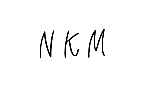 N K M stylish signature style. Best Handwritten Sign (Angelique-Rose-font-FFP) for my name. Handwritten Signature Collection Ideas for my name N K M. N K M signature style 5 images and pictures png