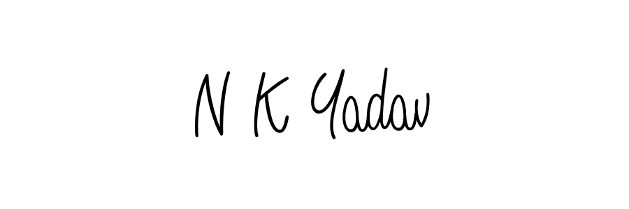 You should practise on your own different ways (Angelique-Rose-font-FFP) to write your name (N K Yadav) in signature. don't let someone else do it for you. N K Yadav signature style 5 images and pictures png