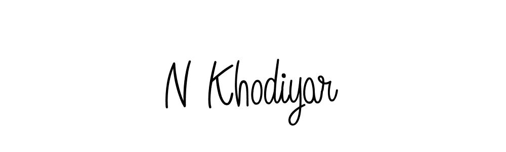 The best way (Angelique-Rose-font-FFP) to make a short signature is to pick only two or three words in your name. The name N Khodiyar include a total of six letters. For converting this name. N Khodiyar signature style 5 images and pictures png