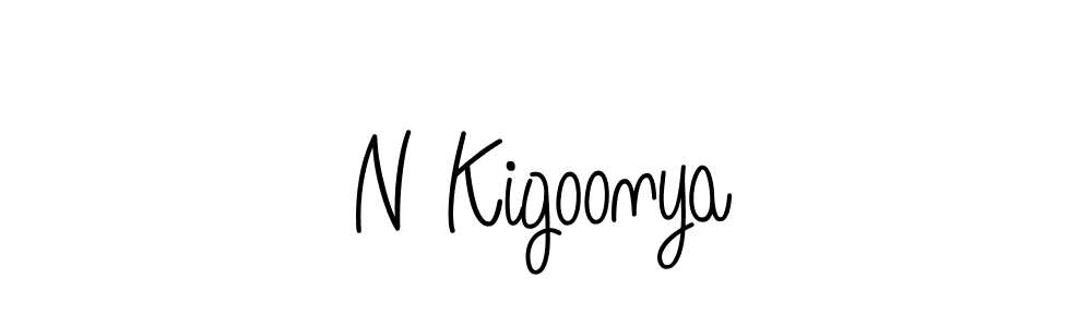 Use a signature maker to create a handwritten signature online. With this signature software, you can design (Angelique-Rose-font-FFP) your own signature for name N Kigoonya. N Kigoonya signature style 5 images and pictures png