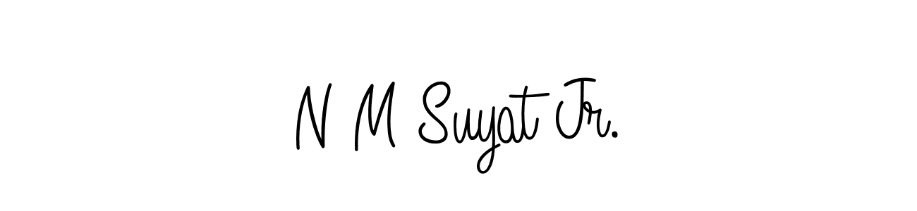 This is the best signature style for the N M Suyat Jr. name. Also you like these signature font (Angelique-Rose-font-FFP). Mix name signature. N M Suyat Jr. signature style 5 images and pictures png